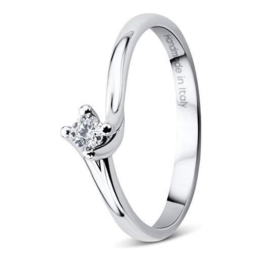 OROVI anello solitario orovi- oro bianco 18kt 750 con diamante naturale taglio brillante. Anello di fidanzamento valentino con brillante realizzato in italia, anello ipoallergenico. 