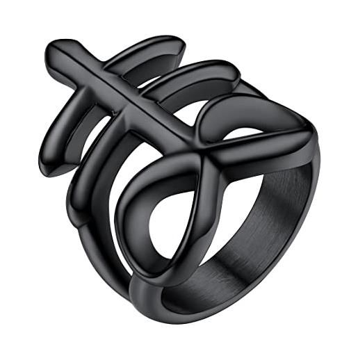 PROSTEEL anelli neri uomo donna misura 22 croce contro levitano anello in acciaio uomo semplice anello donna onice nero con confezione regalo