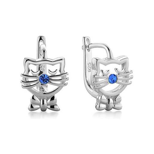 butterfly bambine ragazze orecchini d'argento argento vero blu swarovski elements originali gatto incartamento di regalo comunione