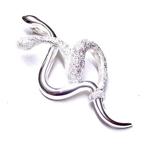 Silberschmuck - BG ciondolo a forma di serpente in argento sterling con simbolo di protezione, argento sterling, senza gemme