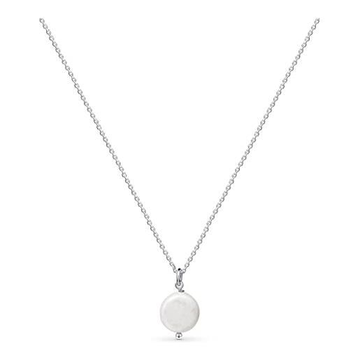 Amberta collana con perla in argento sterling 925 per donna: collana con perla barocca - argento