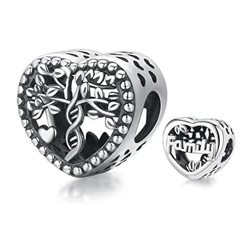 Eusense charm albero della vita argento sterling 925 famiglia bead fit pandora braccialetto europeo