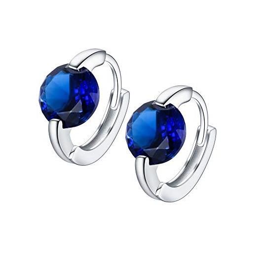 EVER FAITH orecchini 925 argento unico piccolo rotonda zircone semplice elegante delicato orecchini a cerchio per donne blu