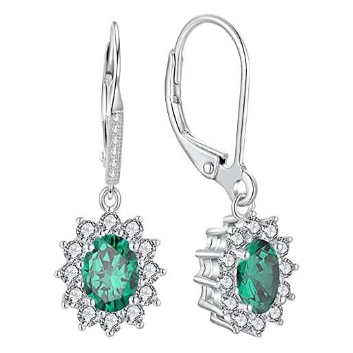 YFN orecchini pietre maggio argento sterling orecchini pendenti smeraldo verde regali gioielleriai per donna