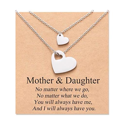 Aunis collana per madre e figlia, 2/3 set di gioielli coordinati con cuori per mamma e figlie