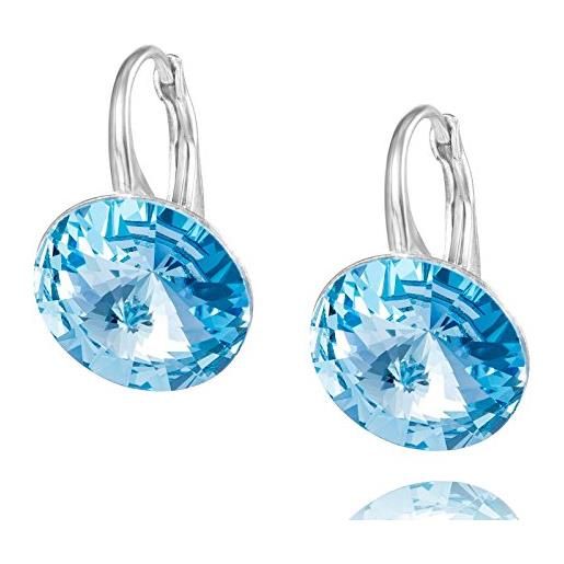 LillyMarie donne orecchini argento vero azzurro swarovski elements originali rotondi confezione regalo regalo migliore amica