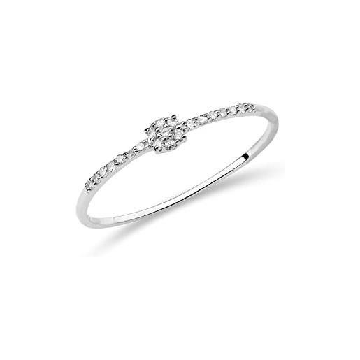 MIORE anello di fidanzamento solitario illusione con 0,06 ct di diamanti in oro bianco 9 ct 375