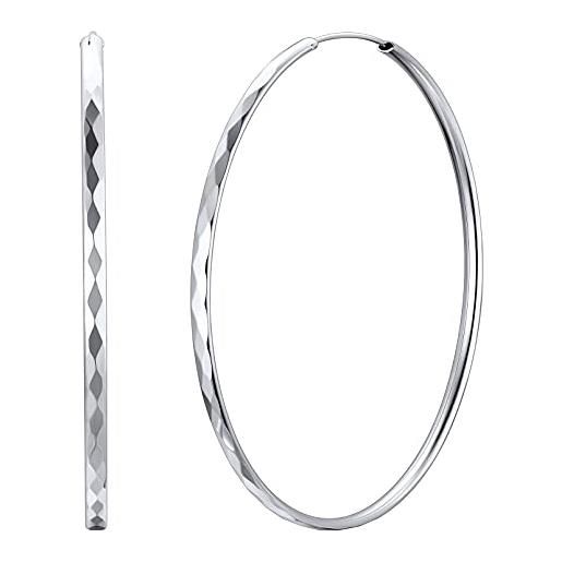 ChicSilver orecchini cerchio argento 925 grandi 70mm, orecchini a cerchio da donna, orecchini donna in argento - ChicSilver