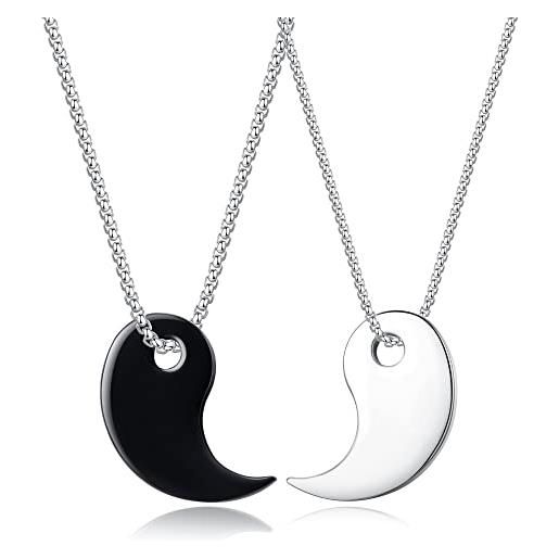 GAVU coppia di collane con ciondoli yin yang in acciaio inox per innamorati e migliori amici