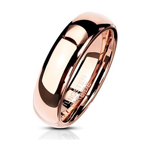 Paula & Fritz® - anello da donna in carburo di tungsteno, misura 49 (15,6) - 72 (22,9) argento oro nero, oro rosa, arcobaleno, 2 mm, 4 mm, 6 mm, 8 mm di larghezza e tungsteno, 52 (16.6), col