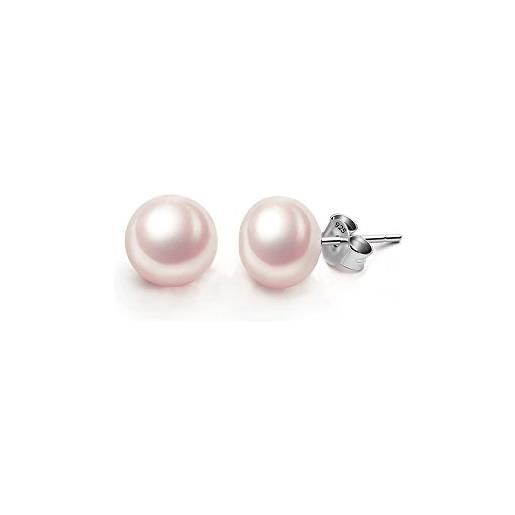 EVER FAITH orecchini argento 925, EVER FAITH orecchini donna piccoli rosa perla coltivata d'acqua dolce aaaa bottone orecchini lobo 11mm