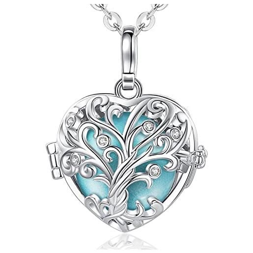 EUDORA Harmony Ball collana chiama angeli gravidanza ciondolo per donne incinte, collana cuore albero della vita ciondolo con musicale sfera per futura madre regalo gioielleria