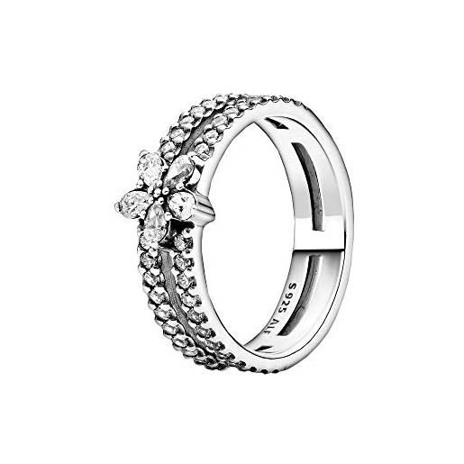 Pandora fiocco di neve scintillante doppio anello argento sterling 48, metallo, zircone cubico