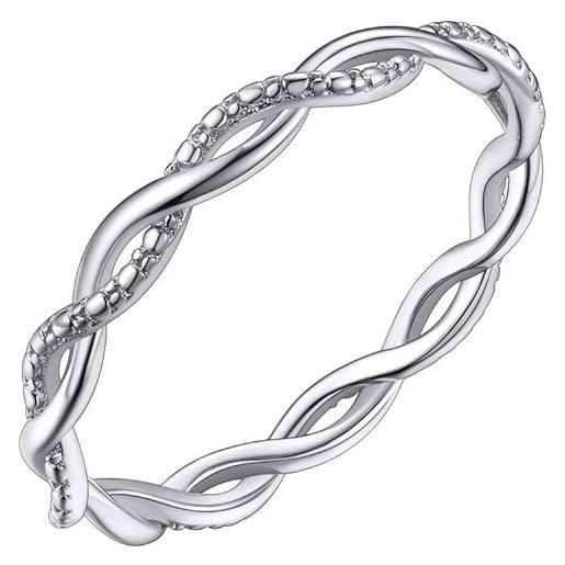 Silvora anello argento s925 da donna anelli doppi avvolgimento incrociato increspato d'acqua mini spirale dna rilievo tridimensionale ipoallergenico