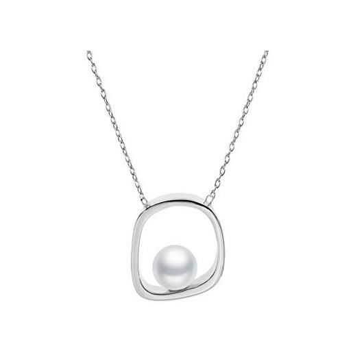 Secret & You - collana di perle per donna collana di perle coltivate d'acqua dolce - perla rotonda 6-6,5 mm - catena regolabile in argento sterling 42, 45 e 48 cm. 