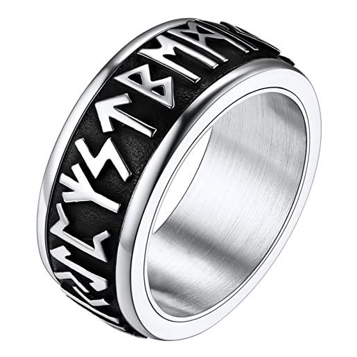 FaithHeart anello da dito unisex personalizzabile anello a catena anello vichingo anello a forma di runa gioielli punk vichinghi anello hip-pop con confezione regalo per compleanno/san valentino