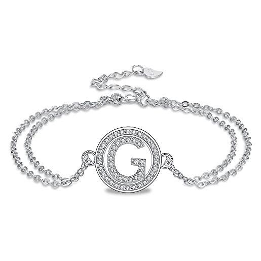 Micory bracciale in argento sterling 925 per donne ragazze iniziale catena sottili lettera a-z, catena estensibile da 16-19 cm