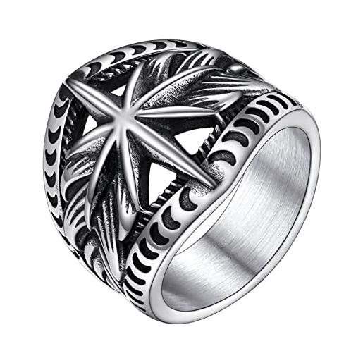 PROSTEEL anello in acciaio uomo acciaio inossidabile stella polare anello acciaio uomo inox anello da uomo acciaio misura 24 (cfr. 64mm)