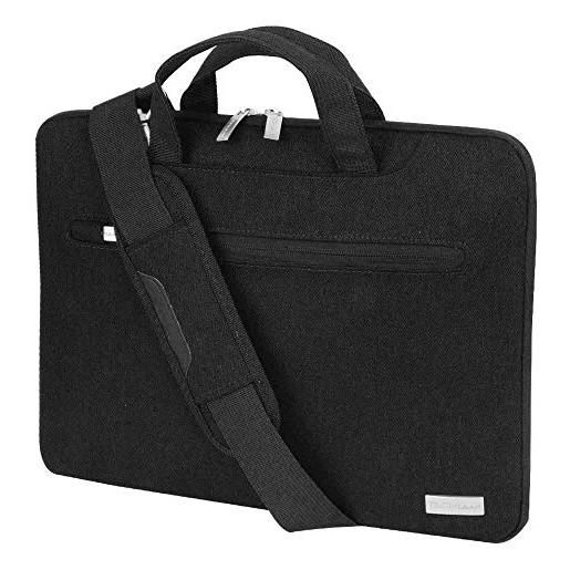 TECHGEAR custodia per computer portatili da 15- 15.6 pollici, custodia borsa portatile multifunzionale con tracolla regolabile, cinghia per bagagli e impugnature rimovibili - nero