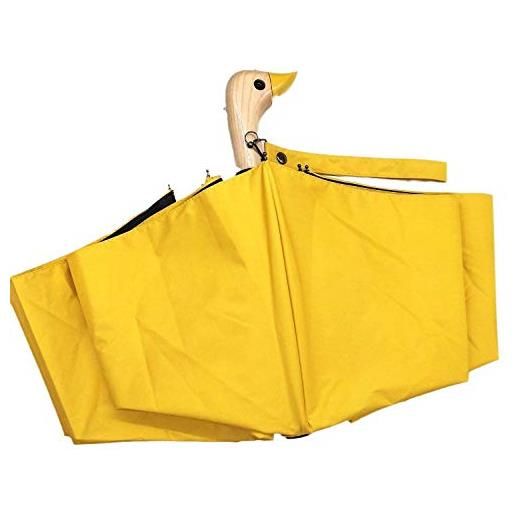 ZMN ombrello con manico a testa d'anatra ombrello pieghevole automatico ombrello pioggia simpatico cartone animato in vinile creativo-giallo 2