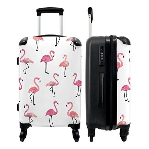 NoBoringSuitcases.com® valigia rigida grande travel bag trolley ragazza valigia grande fenicottero - motivo - rosa - 67x43x25cm