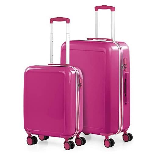 ITACA - leggero set valigie - set valigie rigide per viaggi aereo - set trolley valigia rigida - set valigie rigide con serratura - set valigia trolley di piccola 702600, fucsia