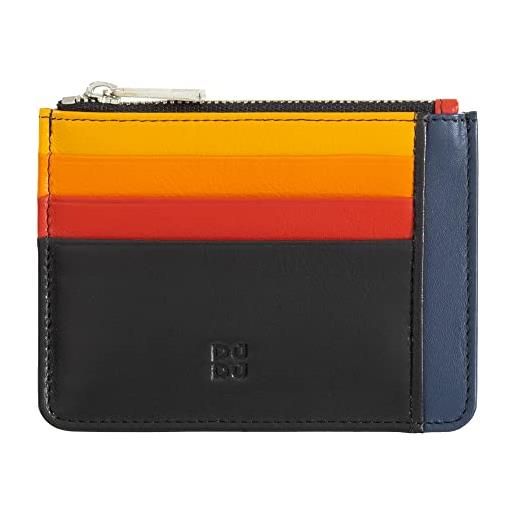 Dudu bustina porta carte di credito in vera pelle colorata portafogli con zip nero