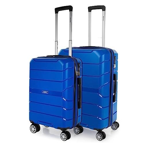 JASLEN - set valigie - set valigie rigide offerte. Valigia grande rigida, valigia media rigida e bagaglio a mano. Set di valigie con lucchetto combinazione tsa 161415, blu