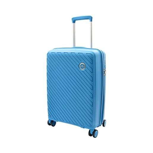 A1 FASHION GOODS valigie esclusive su ruote solid hard shell bagaglio leggero espandibile borse da viaggio trek, blu, on board cabin size, bagaglio rigido con ruote spinner