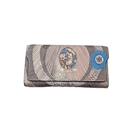 Gattinoni portafoglio donna planetarium in pelle portafoglio con patta grande wild watercolor dark taupe wallet portamonete porta carte di credito marrone