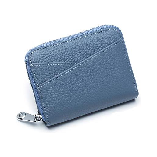 PORRASSO pelle portamonete porta carte di credito protezione rfid portatile portafoglio porta tessere multifunzione coin purse porta carte credito per uomo donna blu