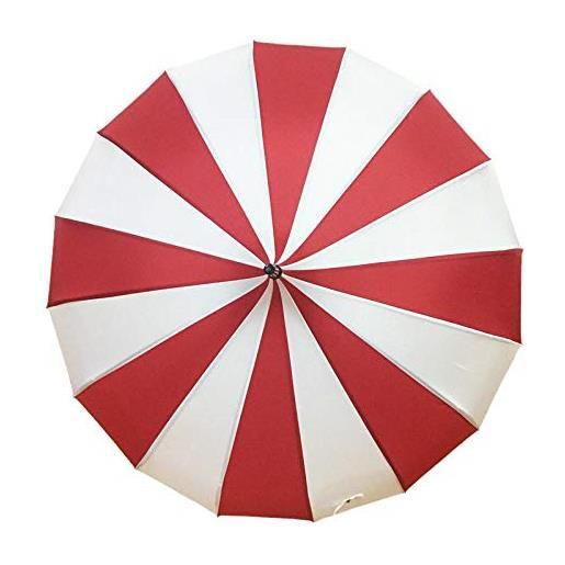 ZMN ombrello pagoda a strisce bianche e nere 16 file di ombrelli dritti con manico lungo ombrello creativo antivento-rosso e bianco_84 cm