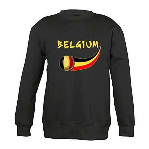 Supportershop felpa bambino nero belgio calcio, sweat enfant noir belgique, nero, 4 anni (taglia del produttore: 4 anni)