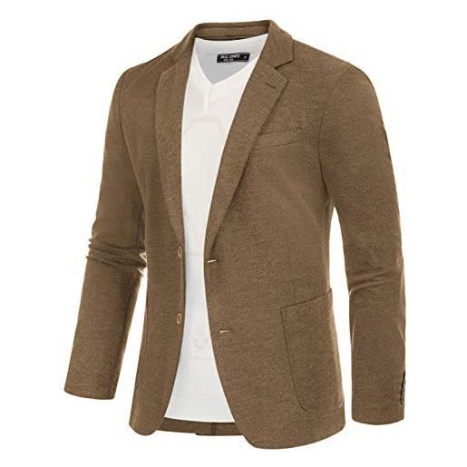 PJ PAUL JONES herringbone blazer - giacca da uomo con colletto a risvolto, 2 bottoni, stile vintage, per matrimonio e affari, grigio scuro-a. , xl
