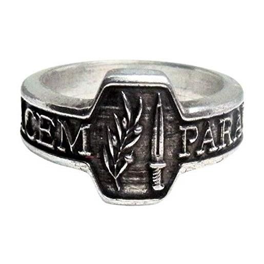 MK-art anello con motto "si vis pacem, para bellum" ("se vuoi la pace, prepara la guerra")