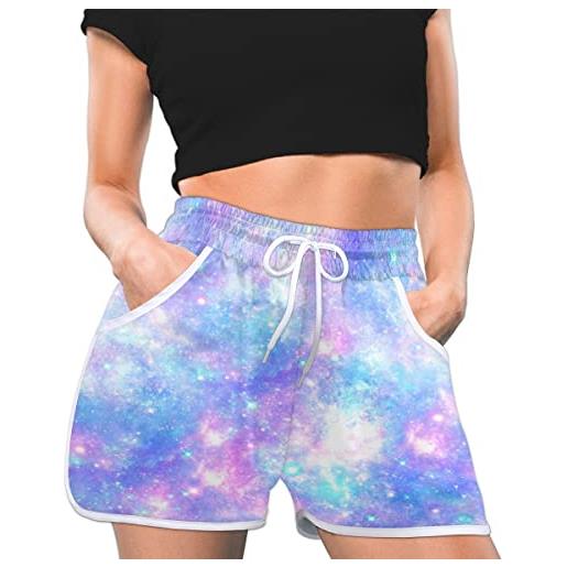 TropicalLife pantaloncini da donna galaxy nebula star beach shorts costume da bagno a vita alta pantaloncini per nuoto sportivo yoga home wear, s, multicolore, s