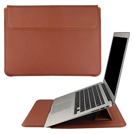 HoYiXi 15.6 pollici laptop portatile custodia borsa con stand sleeve cover pelle compatibile con mac. Book pro 16 2021 & 2019/asus vivobook 15/hp 15.6 pc/mac. Book pro 15/surface laptop 3, marrone
