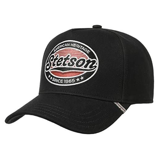 Stetson cappellino selvage denim donna/uomo - cotton cap berretto baseball fibbia in metallo, con visiera estate/inverno - taglia unica nero