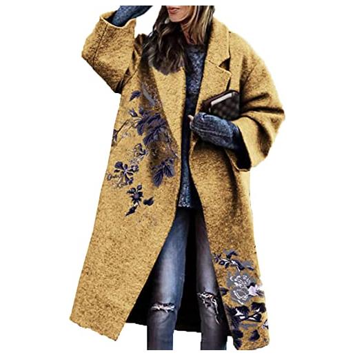 WHZXYDN autunno abbigliamento da donna cappotto di lana stampato a quadri a maniche lunghe scozzese a blocchi di colore