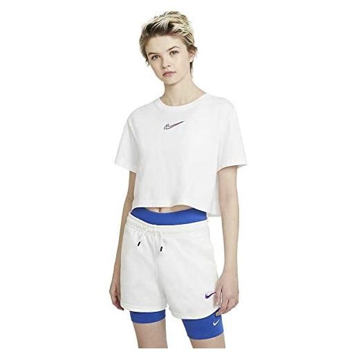 Nike w nsw crop tee prnt t-shirt, white, l donna