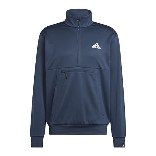 adidas m gg sl 1/4 zip felpa, blu/bianco (azmatr/blanco), l uomo