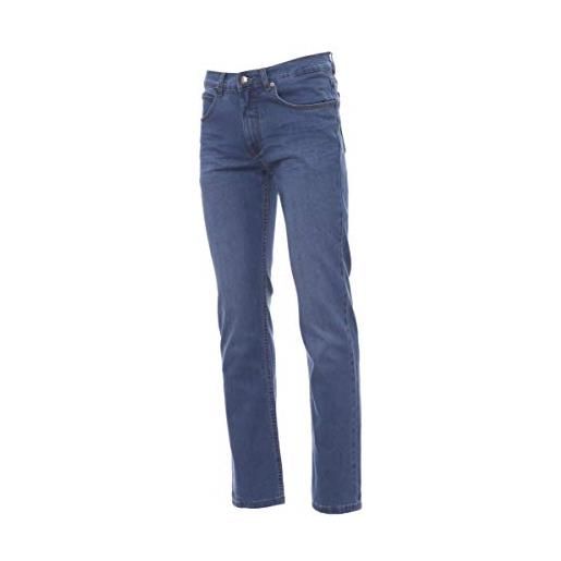 PAYPER mustang pantalone da uomo taglio jeans misto denim tasche laterali chiusura con zip effetto consumato delavþ passanti in vita (deep blue, 56/58)