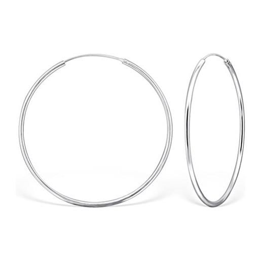 DTPsilver® orecchini cerchio argento 925 - orecchini cerchio donna argento 925 - orecchini creoli - orecchini cerchio grandi - spessore 2 mm - diametro 70 mm