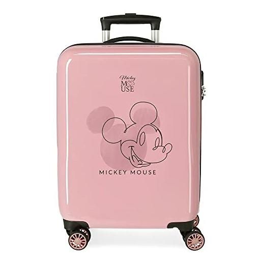 Disney mickey outline valigia cabina rosa 38 x 55 x 20 cm serratura a combinazione laterale laterale abs 34l 2kg 4 ruote bagaglio doppio mano