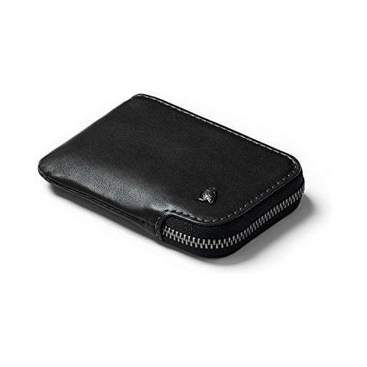 Bellroy leather card pocket wallet, portafoglio sottile con cerniera (max. 15 carte, banconote e tasca per monete) - black