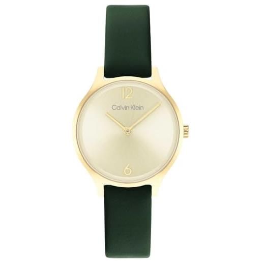 Calvin Klein orologio analogico al quarzo da donna con cinturino in pelle verde - 25200147