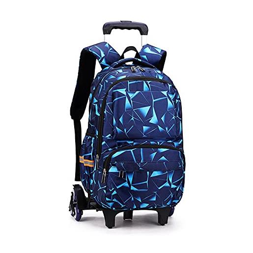 ANSIEDIO zaino trolley sacchetto zaino scuola con 6 ruote sacchetto di scuola di rotolamento per ragazzi e ragazze borsa portatile viaggio bagagli (cielo stellato blu)