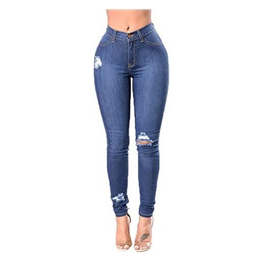 WAEKQIANG jeans push-up a vita alta jeans slim da donna jeans skinny elasticizzati strappati da donna sexy retrò