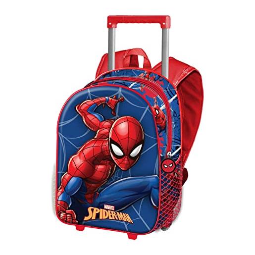 Marvel spiderman motions-zaino 3d con ruote piccolo, rosso, 26 x 34 cm, capacità 12.5 l