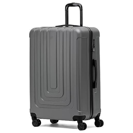 Flight Knight premium lightweight suitcase - built-in tsa lock - 8 spinner wheels - abs hard shell check in highly durable luggage - large - 76.5x52x30cm